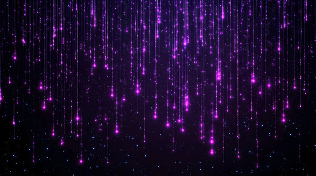 Shining curtain of glittering particles falling with bokeh, creating a magical flow generative AI