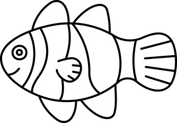 Clown Fish Outline Illustration