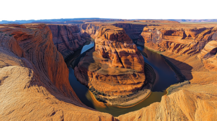 Grand horseshoe bend view arizona nature landscape aerial perspective isolated on transparent background