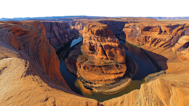 Grand horseshoe bend view arizona nature landscape aerial perspective isolated on transparent background