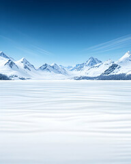 Obraz premium Snowy mountains landscape with clear blue sky for travel and seasonal backgrounds generative AI