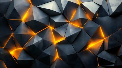 Geometric abstraction with illuminating golden fissures for modern design