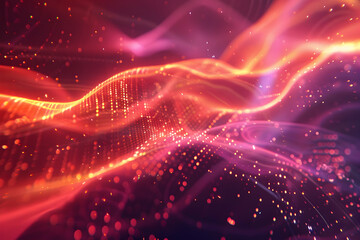 Fototapeta premium Abstract digital waves of vibrant colors flowing through a cosmic landscape, creating a sense of motion