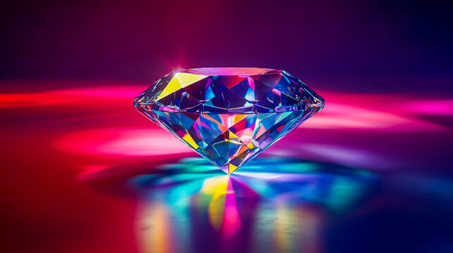 Stunning abstract background featuring a prismatic light effect through a diamond-like prism, casting vibrant rainbow colors. High-quality, visually striking, and universally appealing