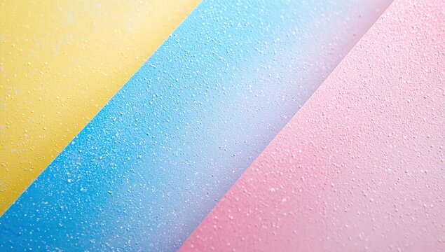 Cheerful aesthetics are evoked by pastel gradients of blue, yellow, and pink, complemented by soft noise textures.