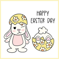 Happy Easter Day , cute rabbit