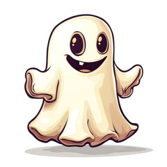 Obraz premium Adorable Cartoon Ghost: A Spooky Cute Halloween Character Illustration