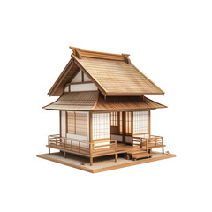 Traditional Japanese Wooden House - Architectural Model Rendering