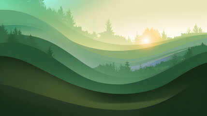 Obraz premium A minimalist abstract background featuring soft dreamy gradients, flowing waveforms, and a serene sun—perfect for modern designs, digital art, and atmospheric aesthetics.