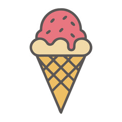 Street food ice cream cone with pink scoop