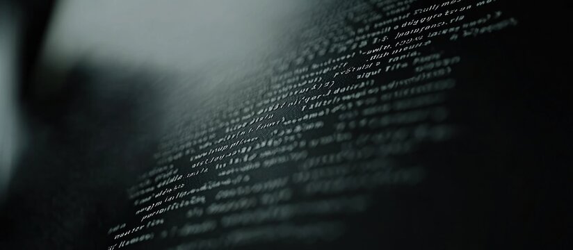 Close-up code screen; blurred background; software development - Powered by Adobe