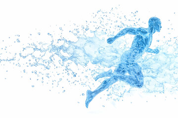 Water-formed runner dashes forward, conveying vitality against a plain backdrop generative AI