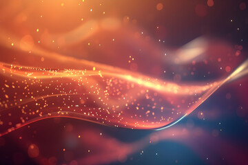 Abstract colorful waves of light with glowing particles creating a dynamic background