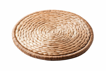 Fototapeta premium Woven round placemat on white backdrop for table decoration & protecting surface generative AI