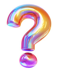 Illustration of holographic question mark isolated on transparent background
