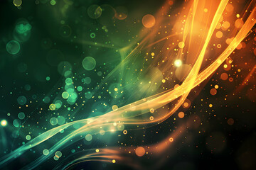 Abstract colorful light waves with bokeh effects creating a dynamic background for creative projects