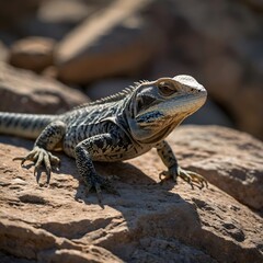 Nighttime Glow: Reptile with Iridescent Scales in Mystical Forest Under Stars