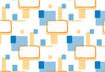 Abstract Blue and Beige Square Pattern &ndash; Versatile Seamless Vector Design for Wallpaper, Fabric, and Backgrounds with a Simple, Flat Aesthetic

