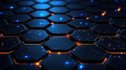 Obraz premium Abstract connection design with hexagonal pattern. Networking and data technology inspired theme background. 
