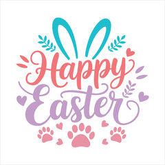 Happy Easter SVG T-Shirt Design with Festive Bunny and Colorful Eggs