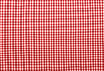 Naklejka premium Red & Cream Gingham Fabric: Symmetrical Vintage Pattern with Detailed Texture - High-Resolution Flat Lay Design Perfect for Textile Backgrounds, Classic Projects, and Retro Aesthetics.