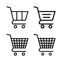 Minimalist Shopping Cart Vector Set.