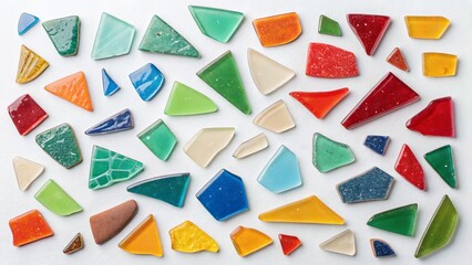 Colorful Glass Mosaic Abstract Flatlay Composition of Irregular Shapes, sea glass, mosaic art sea glass, mosaic