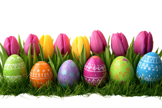 Easter egg hunt celebration spring garden festive scene joyful vibe isolated on transparent background