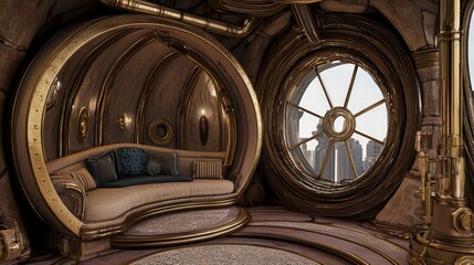 Cozy Round Reading Nook with City Views in Elegant Design