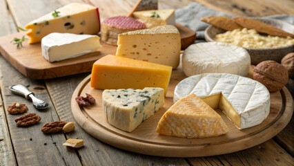Wooden Board Cheese Selection Camembert, Cheddar, Gouda and Blue, Rustic Table Photography, food photography, cheese board Cheese Board, Food Photography