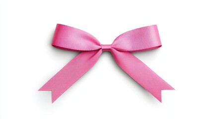 Single Pink Bow on White Background