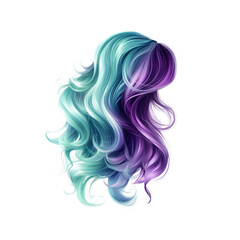 Vibrant Teal and Purple Hair Waves - Digital Illustration