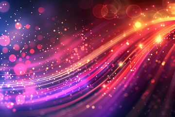 Obraz premium Colorful abstract light trails with bokeh effects creating a vibrant atmosphere for backgrounds