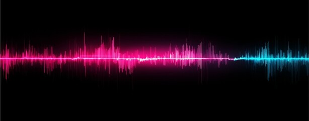 Abstract Soundwave Pulse: An ethereal pulse of vibrant pink and blue sound waves, evoking energy and motion against a dark, abstract backdrop, perfect for music, tech, and audio-related projects.