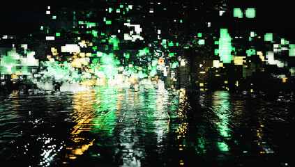 Obraz premium Abstract Digital Glitch Art with Neon Colors