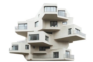 Unique modern architecture design urban setting building structure isolated on transparent background