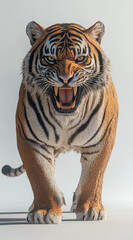 Obraz premium A full-body shot of a snarling tiger, 