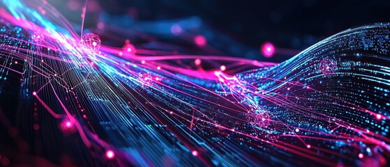 Abstract Pink and Blue Digital Wave Background