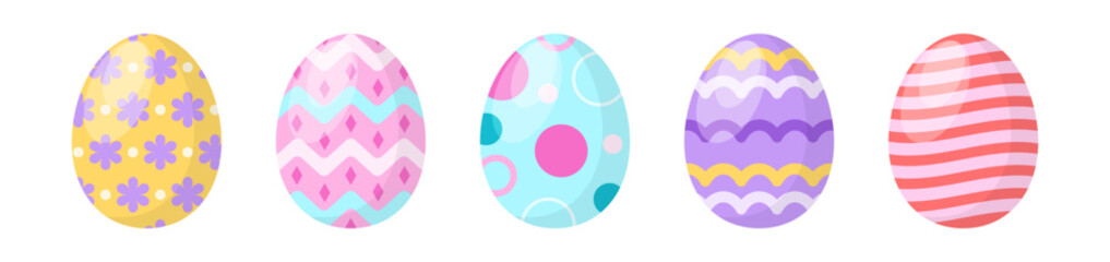 Cute colorful easter egg decoration flat illustration