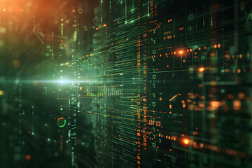 Fototapeta premium Abstract digital data visualization with glowing lines and nodes, depicting technology and innovation