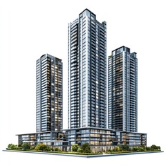 Group of asian buildings architecture modern condo.