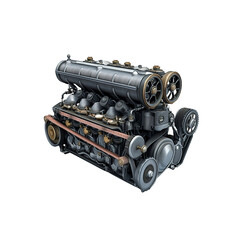 Fototapeta premium Powerful V12 Engine Detailed 3D Render of a Classic Automobile Engine