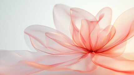 Fototapeta premium delicate flower like a glass. The flower petals should be light pink and translucent. The background should be white