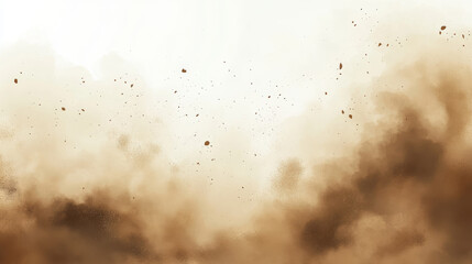 Dust clouds set isolated on transparent background. Vector realistic illustration of desert sand storm effect, brown dirt particles flying in wind, mud explosion, dirty powder spray, air pollution