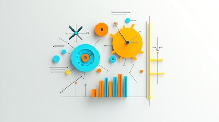 Obraz premium Colorful Abstract Design with Geometric Shapes and Graph Elements