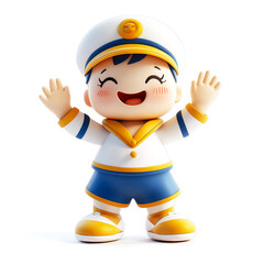Joyful Sailor Boy: A 3D Cartoon Character Illustration
