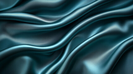 Fototapeta premium Dark teal green silk satin, Shiny smooth fabric