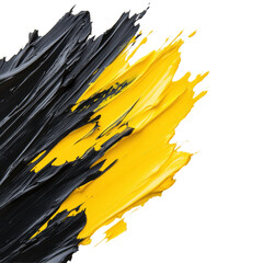 Fototapeta premium Abstract Black and Yellow Paint Strokes on White Canvas Creating a Bold Visual Contrast