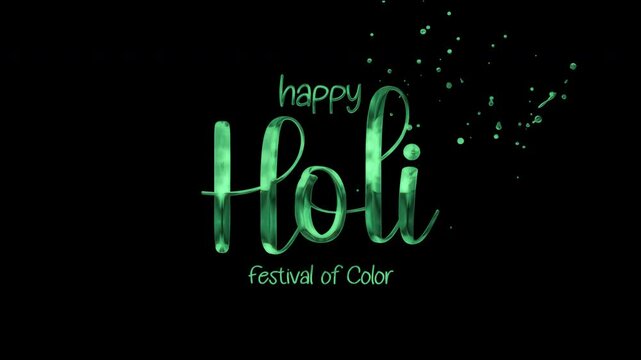 Animated  happy holi celebration with colorful confetti. Suitable for festive invitations, social media posts, and event promotions. Joyful and vibrant design.