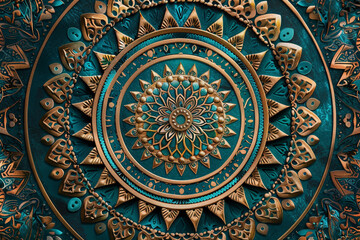 Golden Arabesque Mandala Design in Islamic and Eastern Art Style